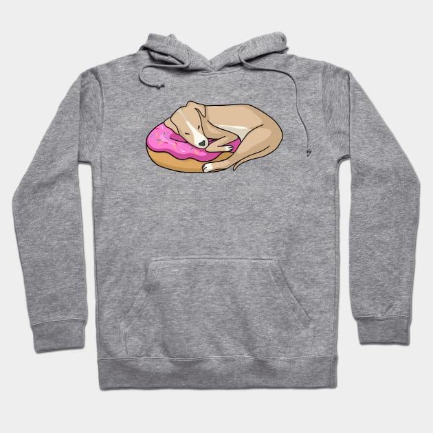 Whippet dog sleeping on donut Hoodie by ballooonfish